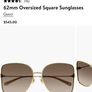 Gucci Gold-Tone Square Sunglasses